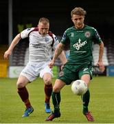 18 May 2015; Marc Griffin, Bohemians, in action against Stephen Walsh, Galway United. EA Sports Cup, Quarter-Final, Galway United v Bohemians. Eamonn Deasy Park, Galway. Picture credit: David Maher / SPORTSFILE