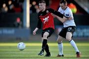 18 May 2015; Evan Brown, UCC, in action against Paul Finnegan, Dundalk. EA Sports Cup, Quarter-Final, UCC v Dundalk. UCC, The Mardyke, Cork. Picture credit: Eoin Noonan / SPORTSFILE