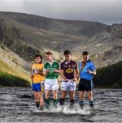 19 May 2015; U-21 hurling stars, from left, Shane O'Donnell, Clare, Cian Lynch, Limerick, Conor McDonald, Wexford, and Cian O'Callaghan, Dublin, pictured at the launch of the 2015 Bord Gáis Energy GAA Hurling U-21 All-Ireland Championship at Glendalough, Co. Wicklow. The Championship gets started on May 27th with three quarter finals down for decision in the Leinster Championship. For all the latest Championship news, fixtures and results visit www.BGEu21.ie. Bord Gais Energy U21 Launch. Glendalough, Co. Wicklow. Picture credit: Stephen McCarthy / SPORTSFILE