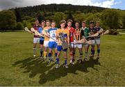 19 May 2015; U-21 hurling stars, from left, Jason Flynn, Galway, Cian O'Callaghan, Dublin, Ryan McCambridge, Antrim, Colin Dunford, Waterford, Shane O'Donnell, Clare, Anthony Spillane, Cork, Conor Martin, Kilkenny, Cian Lynch, Limerick, Conor McDonald, Wexford, and Michael Breen, Tipperary, pictured at the launch of the 2015 Bord Gáis Energy GAA Hurling U-21 All-Ireland Championship at Glendalough, Co. Wicklow. The Championship gets started on May 27th with three quarter finals down for decision in the Leinster Championship. For all the latest Championship news, fixtures and results visit www.BGEu21.ie. Bord Gais Energy U21 Launch. Glendalough, Co. Wicklow. Picture credit: Stephen McCarthy / SPORTSFILE
