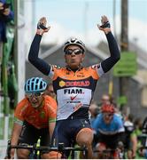 19 May 2015; Matteo Malucelli, Team IDEA-CONAD, celebrates after winning Stage 3 of the 2015 An Post Rás. Tipperary - Bearna. Photo by Sportsfile
