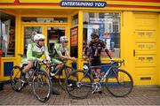 19 May 2015; Aidis Kruopis, left, and Joshua Edmondson, An Post Chain Reaction with Rhys Lloyd, NFTO NPC, before the start of Stage 3 of the 2015 An Post Rás. Tipperary - Bearna. Photo by Sportsfile