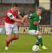 19 May 2015; John O'Flynn, Cork City, in action against Jason McGuinness, St. Patrick's Athletic. EA Sports Cup Quarter-Final, Cork City v St. Patrick's Athletic, Turners Cross, Cork. Picture credit: David Maher / SPORTSFILE