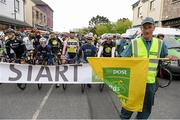 20 May 2015; Sean Callaghan, from Bearna Post Office, before the start of Stage 4 of the 2015 An Post Rás. Bearna - Newport. Photo by Sportsfile