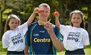 20 May 2015; Henry Shefflin pictured with Hannah Mahony, left, and Rebecca Moriarty, at the Centra’s ‘Champions of Healthy Living’ hurling launch at Dublin’s Herbert Park today as Centra launched its brand new GAA endorsed product range and its new community event summer tour which will spread Centra’s healthy living message across Ireland. Hurling champions will travel the length and breadth of the country to give healthy eating and training tips to the next generation of hurling stars – to find out more details log on to www.centra.ie. Picture credit: Brendan Moran / SPORTSFILE