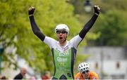 20 May 2015; Aidis Kruopis, An Post Chain Reaction, celebrates after winning Stage 4 of the 2015 An Post Rás. Bearna - Newport. Photo by Sportsfile
