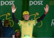 20 May 2015; Lukas Postlberger, Tirol Cycling Team, after retaining the An Post Rás Yellow Jersey Classification following Stage 4 of the 2015 An Post Rás. Bearna - Newport. Photo by Sportsfile