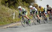 20 May 2015; Eventual stage winner Aidis Kruopis, left, An Post Chain Reaction,  being followed by team-mate Ryan Mullen, during Stage 4 of the 2015 An Post Rás. Bearna - Newport. Photo by Sportsfile