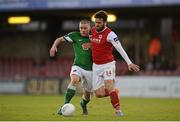 19 May 2015; James Chambers, St. Patrick's Athletic, in action against Rob Lehane, Cork City. EA Sports Cup Quarter-Final, Cork City v St. Patrick's Athletic, Turners Cross, Cork. Picture credit: Eoin Noonan / SPORTSFILE