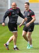 21 May 2015; Ulster's Rory Best, left, and Craig Gilroy during the captain's run. Kingspan Stadium, Ravenhill Park, Belfast, Co. Antrim. Picture credit: John Dickson / SPORTSFILE