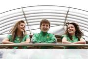 30 June 2008; Irish Modern Pentathlon team members, Naomi Mullins, 16, left, Joey Ward, 15 and Maeve Brassil, 16, right, after their swimming training session at the National Aquatic Centre ahead of this weekend's Modern Pentathlon Youth European Championships which takes place between the 2nd and 7th of July in Dublin. The event will be held in DCU and the National Aquatic Centre. For more information see www.mpaireland.com. Picture credit: Melanie Downes / SPORTSFILE