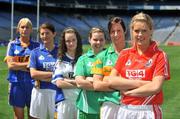 30 June 2008; Players representing Munster counties involved in the TG4 All-Ireland Ladies Football Championship, from right to left, Angela Walsh, Cork, Grainne Ni Fhlathachta, Kerry, Meadhbh Nash, Limerick, Grace Connolly, representing Waterford, Mairead Morrisey, Tipperary, and Sandra Malone, Clare, at the TG4 All-Ireland Ladies Football Championship Launch. Croke Park, Dublin. Picture credit: Stephen McCarthy / SPORTSFILE