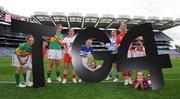 30 June 2008; At the TG4 All-Ireland Ladies Football Championship Launch were from left, Lesley Carroll, representing Kerry, Niamh Downes, representing Armagh, Irene Munnelly, Meath, Gemma Begley, Tyrone, Ellen Darcy, representing Laois, Aoife Dillon, representing Dublin, Denise Masterson, Dublin, Louise Whelan, representing Tyrone and Chloe Byrne, representing Galway, Croke Park, Dublin. Photo by Sportsfile