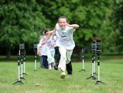 2 July 2008; Lia Brady, 9, during a speed test at the Launch of Athletics Ireland Family Fitness Festival. Farmleigh, Phoenix Park, Dublin. For more information visit www.familyfitnessfestival.ie. Picture credit: Matt Browne / SPORTSFILE