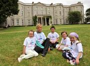 2 July 2008; Irish 3000m runner Roisin McGettigan with, from left, Lia Brady,  9, Cian May, 7, Ellie Brady, 6, and Caoimhe May, 5, at the Launch of Athletics Ireland Family Fitness Festival. Farmleigh, Phoenix Park, Dublin. For more information visit www.familyfitnessfestival.ie. Picture credit: Matt Browne / SPORTSFILE
