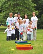 2 July 2008; Deirdhile McKiernan, 6, watched by Irish 3000m runner Roisin McGettigan, Eoin Brady, Mini-Marathon winner Annette Kealy and former Olympic Runner Catherina McKiernan at the Launch of Athletics Ireland Family Fitness Festival. Farmleigh, Phoenix Park, Dublin. For more information visit www.familyfitnessfestival.ie. Picture credit: Matt Browne / SPORTSFILE