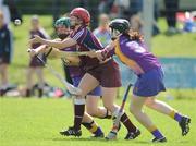 5 July 2008; Catriona Corrnican, Galway, in action against Catherine O'Loughlin and Noleen Lambert, Wexford. Gala All-Ireland Senior Campionship, Galway v Wexford, Kilimor, Co. Galway. Picture credit: Ray Ryan / SPORTSFILE