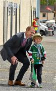 24 May 2015; RTÉ analyst Henry Shefflin with five year old David Magner, from Effin, Co Limerick, as they arrive for the game. Munster GAA Hurling Senior Championship Quarter-Final, Clare v Limerick. Semple Stadium, Thurles, Co. Tipperary. Picture credit: Ray McManus / SPORTSFILE