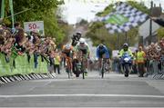 24 May 2015; Aidis Kruopis, An Post Chain Reaction, centre, sprints to the line to win Stage 8 of the 2015 An Post Rás. Drogheda - Skerries. Photo by Sportsfile