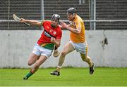 24 May 2015; Sean Murphy, Carlow, in action against Odhran McFadden, Antrim. Leinster GAA Hurling Senior Championship Qualifier Group, Round 3, Carlow v Antrim. Dr Cullen Park, Carlow. Picture credit: Matt Browne / SPORTSFILE