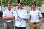 10 July 2008; Members of the Irish Olympic eventing team, from left, Austin O'Connor, Niall Griffin, and Geoff Curran, at the announcement of the Irish Olympic team for the forthcoming Summer Olympic Games in Beijing. Conrad Hotel, Dublin. Picture credit: Brendan Moran / SPORTSFILE