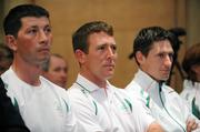 10 July 2008; Members of the Irish Olympic Eventing team, from left, Geoff Curran, Austin O'Connor, and Niall Griffin, at the announcement of the Irish Olympic team for the forthcoming Summer Olympic Games in Beijing. Conrad Hotel, Dublin. Picture credit: Brendan Moran / SPORTSFILE