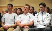 10 July 2008; Members of the Irish Olympic Eventing team, from left, Geoff Curran, Austin O'Connor, and Niall Griffin, at the announcement of the Irish Olympic team for the forthcoming Summer Olympic Games in Beijing. Conrad Hotel, Dublin. Picture credit: Brendan Moran / SPORTSFILE