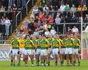 6 July 2008; The Kerry team stand together for the National Aanthem before the game. GAA Football Munster Senior Championship Final, Kerry v Cork, Pairc Ui Chaoimh, Cork. Picture credit: Brendan Moran / SPORTSFILE