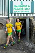 1 March 2015; Neil McGee and Neil Gallagher, Donegal, leave the field after the game. Allianz Football League, Division 1, Round 3, Donegal v Cork. Fr Tierney Park, Ballyshannon, Co. Donegal. Picture credit: Oliver McVeigh / SPORTSFILE