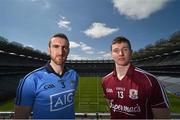 21 May 2015; Dublin hurler Peter Kelly, left, and Galway hurler Cathal Mannion during the Leinster Hurling and Football Championship preview. Croke Park, Dublin. Picture credit: Matt Browne / SPORTSFILE