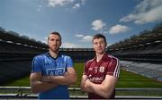 21 May 2015; Dublin hurler Peter Kelly, left, and Galway hurler Cathal Mannion during the Leinster Hurling and Football Championship preview. Croke Park, Dublin. Picture credit: Matt Browne / SPORTSFILE