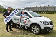 21 May 2015; Enterprise Rent-A-Car, the world’s largest car rental company, has been named as the official car partner of the 2015 CROSS Atlantic 1000 which takes place from the 5th - 11th September. Led by former Ireland International and Lions Player Paul Wallace, the event, now in its fourth year, will take place over seven days covering 1,000km across the Wild Atlantic Way. Rugby greats from both hemispheres will join over 200 cyclists over the week, with all funds raised supporting cancer research at Trinity College Dublin. Pictured are Paul Wallace and George O'Connor, Managing Director, Enterprise Rent-A-Car. CROSS Rugby Legends Cycle photocall, Trinity College, Dublin. Picture credit: Matt Browne / SPORTSFILE