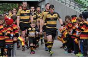 25 April 2015; Young Munster's enter the field, lead by their mascot, Scott Allen, 4, Janesboro, Co Limerick. Ulster Bank League, Division 1A, Semi-Final, Lansdowne v Young Munster. Aviva Stadium, Lansdowne Road, Dublin.  Picture credit: Sam Barnes / SPORTSFILE