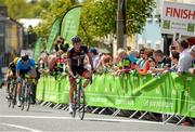 22 May 2015; Ian Bibby, NFTO, crosses the line to win Stage 6 of the 2015 An Post Rás. Ballina - Ballinamore. Photo by Sportsfile
