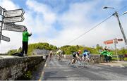 22 May 2015; The lead group races through Dowra, Co. Leitrim, during Stage 6 of the 2015 An Post Rás. Ballina - Ballinamore. Photo by Sportsfile