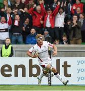 22 May 2015; Chris Henry, Ulster, goes over to score a try. Guinness PRO12 Play-Off, Glasgow Warriors v Ulster, Scotstoun Stadium, Glasgow, Scotland. Picture credit: Craig Williamson / SPORTSFILE