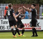 22 May 2015; Dundalk's Daryl Horgan, centre, celebrates after scoring his side's second goal with team-mates Richie Towell, right, and John Mountney. SSE Airtricity League Premier Division, St Patrick's Athletic v Dundalk, Richmond Park, Dublin. Picture credit: David Maher / SPORTSFILE