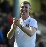 22 May 2015; Stephen Kenny, Dundalk manager, celebrates at the end of the game. SSE Airtricity League Premier Division, St Patrick's Athletic v Dundalk, Richmond Park, Dublin. Picture credit: David Maher / SPORTSFILE