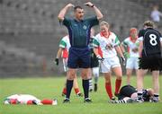 6 July 2008; Referee Keith Tighe calls for assistance after two players collided. TG4 Connacht Ladies Senior Football Final, Mayo v Sligo, McHale Park, Castlebar, Co. Mayo. Picture credit: Ray Ryan / SPORTSFILE
