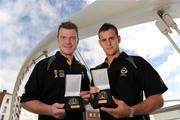 8 July 2008; Clare hurling captain Brian O’Connell, right, and Armagh full-forward Ronan Clarke with their Opel Gaelic Player of the Month Awards for June. Opel GPA Player of the Month Awards, James Joyce Bridge, Dublin. Picture credit: Ray McManus / SPORTSFILE