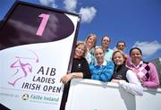 8 July 2008; Pictured ahead of this week's AIB Ladies Irish Open, supported by Fáilte Ireland, at Portmarnock Links are members of the Team Ireland Golf Trust, from left, Claire Coughlan-Ryan, Marian Riordan, Rebecca Coakley, Martina Gillen, Suxanne O'Brien, amateur Aedin Murphy from Carlow Golf Club and Hazel Kavanagh. The aspiring professionals are striving to represent Ireland on the European Team for the 2011 Solheim Cup at Killeen Castle, through the continued support from Fáilte Ireland and The Irish Sports Council. This year alone they have received in total over 60,000 Euro in funding from the Trust. Portmarnock Hotel and Golf Links, Portmarnock, Dublin. Picture credit: Brendan Moran / SPORTSFILE