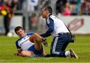24 May 2015; Drew Wylie, Monaghan, being attended to by the team physio. Ulster GAA Football Senior Championship Quarter-Final, Cavan v Monaghan. Kingspan Breffni Park, Cavan. Picture credit: Oliver McVeigh / SPORTSFILE