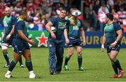 24 May 2015; Pat Lam, the Connacht coach, puts his players through their paces before the game. Champions Cup Qualification Play-Off, Gloucester v Connacht. Kingsholm, Gloucester, England. Picture credit: Matt Impey / SPORTSFILE