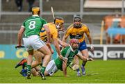 24 May 2015; Paudie O'Brien, Limerick, in action against John Conlon, Clare. Munster GAA Hurling Senior Championship Quarter-Final, Clare v Limerick. Semple Stadium, Thurles, Co. Tipperary. Picture credit: Dáire Brennan / SPORTSFILE