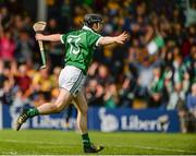 24 May 2015; Graeme Mulcahy, Limerick, celebrates after scoring his side's first goal. Munster GAA Hurling Senior Championship Quarter-Final, Clare v Limerick. Semple Stadium, Thurles, Co. Tipperary. Picture credit: Dáire Brennan / SPORTSFILE