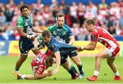24 May 2015; Matt Healy, Connacht, is tackled by Dan Robson, left, and Bill Meakes, Gloucester. Champions Cup Qualification Play-Off, Gloucester v Connacht. Kingsholm, Gloucester, England. Picture credit: Matt Impey / SPORTSFILE