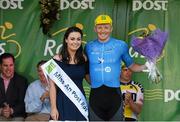 24 May 2015; Third across the line Damien Shaw, Team Asea, with Miss An Post Rás Aisling Halpin following Stage 8 of the 2015 An Post Rás. Drogheda - Skerries. Photo by Sportsfile