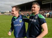 24 May 2015; Limerick manager TJ Ryan celebrates with team doctor Dr. James Ryan after the game. Munster GAA Hurling Senior Championship Quarter-Final, Clare v Limerick. Semple Stadium, Thurles, Co. Tipperary. Picture credit: Dáire Brennan / SPORTSFILE