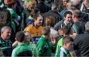 24 May 2015; Limerick's Paudie O'Brien, in a Clare jersey, celebrates with supporters after the game. Munster GAA Hurling Senior Championship Quarter-Final, Clare v Limerick. Semple Stadium, Thurles, Co. Tipperary. Picture credit: Dáire Brennan / SPORTSFILE