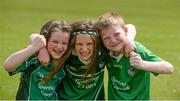 24 May 2015; Limerick supporters, left to right, sisters Grace Fitzgibbon, aged 7, Rebecca Fitzgibbon, aged 9, and their cousin Cian Fitzgibbon, aged 7, from Shanagolden, Co. Limerick. Munster GAA Hurling Senior Championship Quarter-Final, Clare v Limerick. Semple Stadium, Thurles, Co. Tipperary. Picture credit: Dáire Brennan / SPORTSFILE